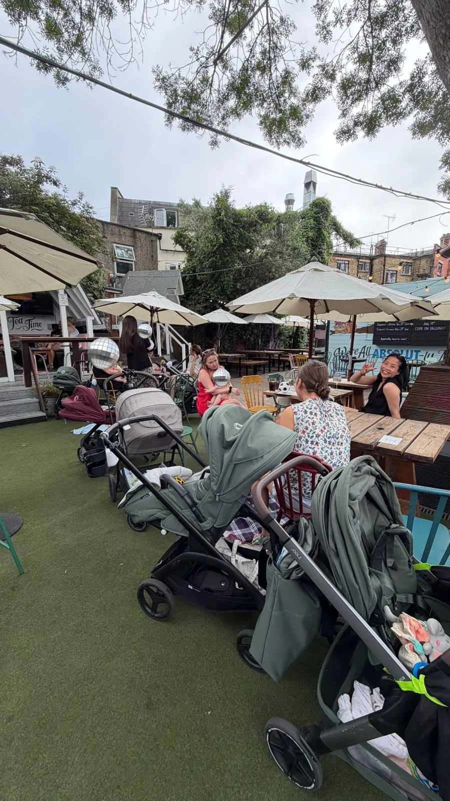 mums catching up in the pub garden